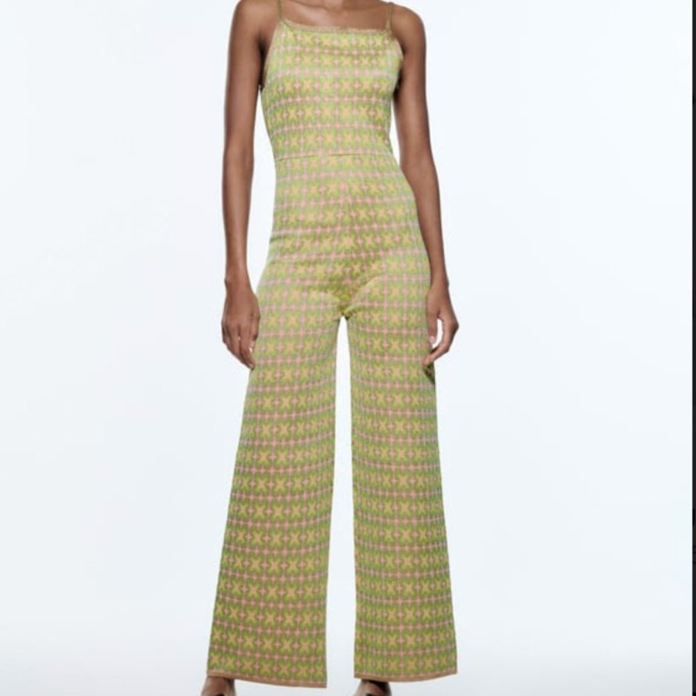 ZARA JACQUARD KNIT JUMPSUIT